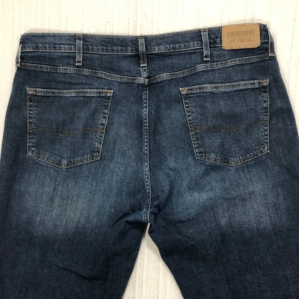 Signature by Levi Strauss Men Dark Wash Straight‎ Leg Jeans W40 L30 Gold Label